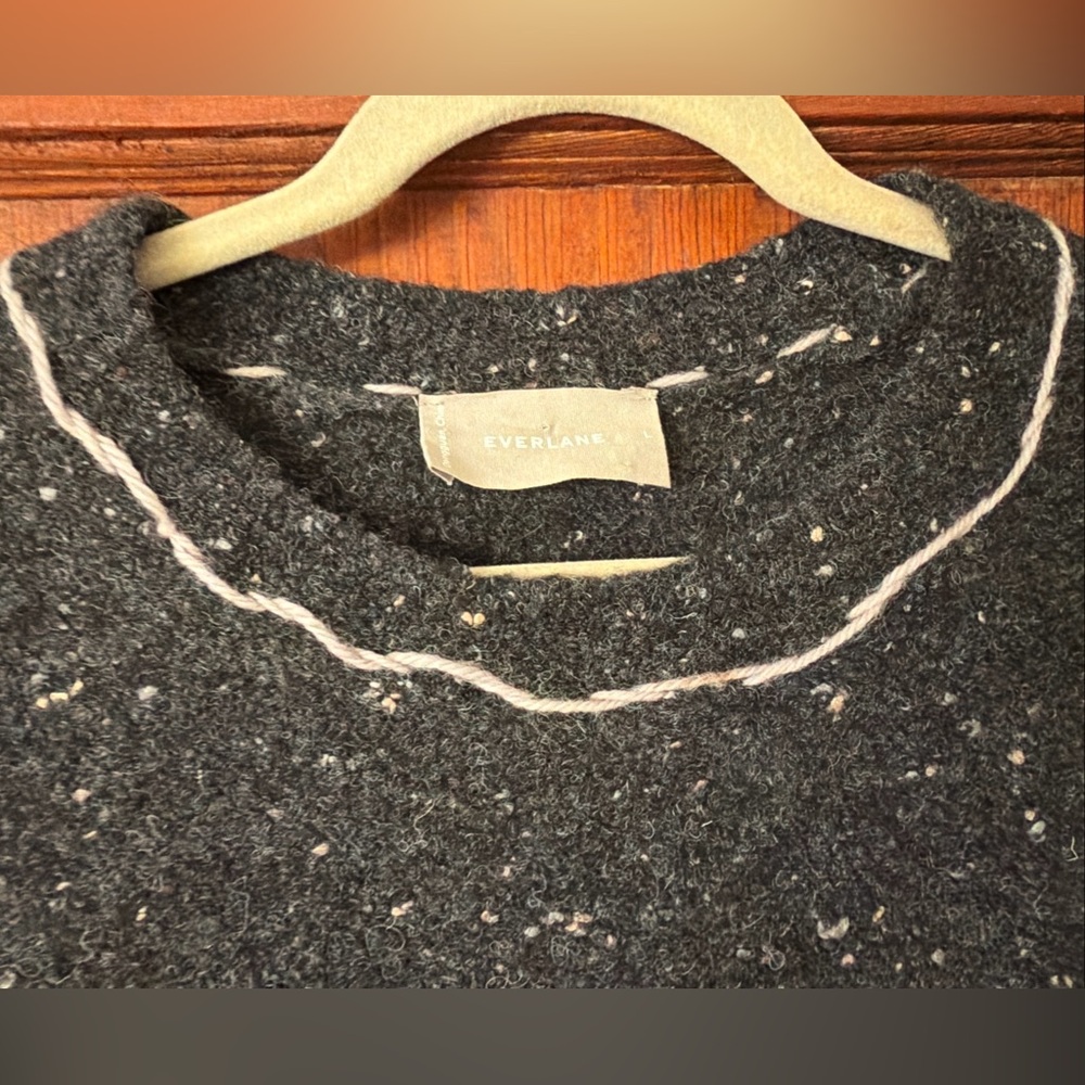 Everlane Speckled Oversized Woolblend DIY Boucle-Crewneck Gray & Ivory Sweater L - Picture 14 of 16